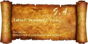 Imhof Annamária névjegykártya
